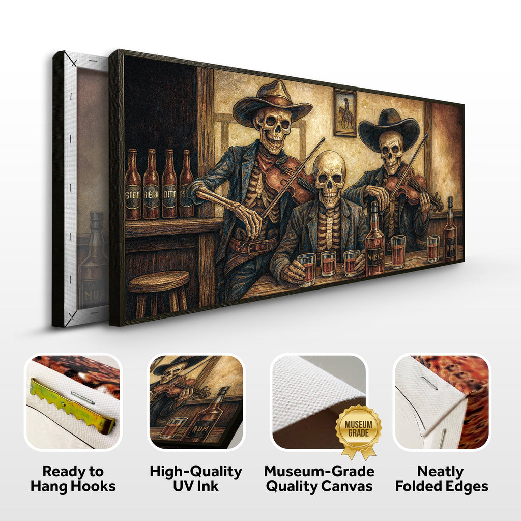 Cowboy Skeletons Western Bar Wall Art